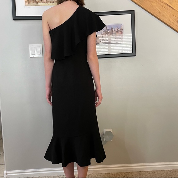 NWOT Dress the Population Raquel One Shoulder Ruffle Mermaid Midi Dress Sz -S - Picture 4 of 6